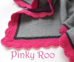 Modern Baby Blanket in Solid Grey Body & Charcoal Hot Pink Border - thumbnail 1