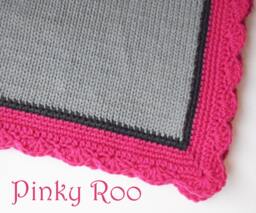 Modern Baby Blanket in Solid Grey Body & Charcoal Hot Pink Border