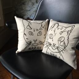 Custom Hand-Embroidered Pet Portait Pillow With Watercolor - thumbnail 3