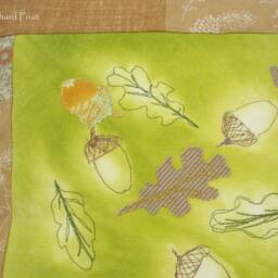 Autumn Oak Leaves & Acorns Cushion - Embellished With Sun Printing, Applique Free-Motion Embroidery - thumbnail 2
