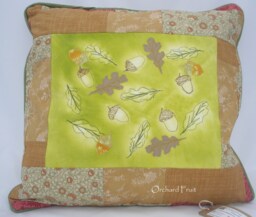 Autumn Oak Leaves & Acorns Cushion - Embellished With Sun Printing, Applique Free-Motion Embroidery