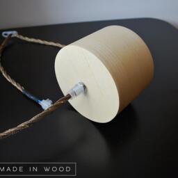 Modern Wood Veneer Pendant Light Ash & Birch Lampshade - thumbnail 4