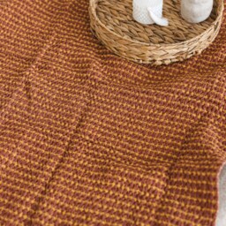 Waffle Linen Throw Blanket Purple Yellow Melange, Chunky Bedspread - 120x180cm - thumbnail 3