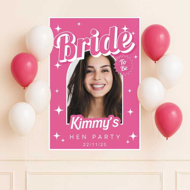 Personalised Hen Party Sign - Bride To Be Custom Poster With Photo Pink Gloss Print - Do Decor Bridal Shower Decorations - image 1
