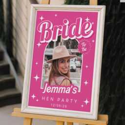 Personalised Hen Party Sign - Bride To Be Custom Poster With Photo Pink Gloss Print - Do Decor Bridal Shower Decorations - thumbnail 2