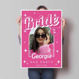 Personalised Hen Party Sign - Bride To Be Custom Poster With Photo Pink Gloss Print - Do Decor Bridal Shower Decorations - thumbnail 3