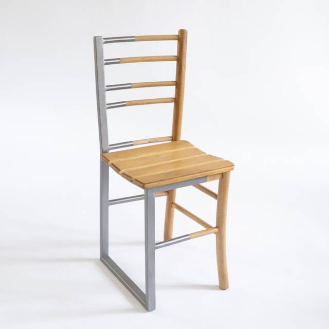 Eclectic Metal & Wood Chair, Accent Industrial Coffee Shop Repurposed Furniture For Restaurant & Hotel Decor, Primitive - image 1