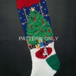 PDF Pattern Only Hand Knitted Christmas Tree in Window Stocking - thumbnail 2