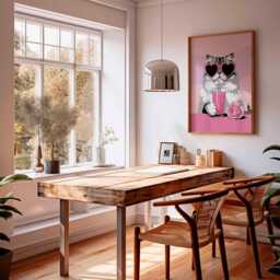 Cool Cat Poster, Pink Heart Glasses Kitty Print, Funny Wall Art, Kawaii Animal Decor, Cute Smoothie Illustration, Unframed Poster - thumbnail 2