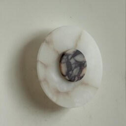 Luminous Alabaster Wall Sconce With Calacatta Marble Medallion, Modern Minimalist Handmade Sconce, Lamp, Art - thumbnail 2