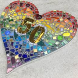 Personalized 50Th Anniversary Mosaic Heart Gift Golden Wedding Decor - thumbnail 2