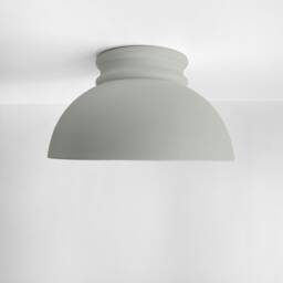 Large Pompeii - Ceramic Flush Mount Ceiling Light Handmade Minimalist Dome Fixture in Fog Gray - thumbnail 3
