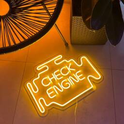Check Engine Neon Sign - Garage Signs Led Car Light Auto Shop Decor Wall Gifts For Him - thumbnail 3