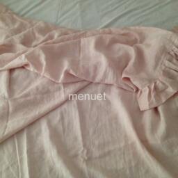 Shabby Chic Linen Flat Sheet, Stone Washed Linen Sheet With Ruffles, Bed Spread, Coverlet, Ruffled Summer Blanket - thumbnail 3