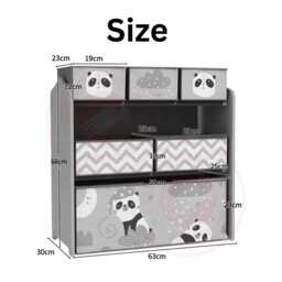 Kids Toy Storage Unit With 6 Boxes, Grey Organizer Cabinet For Bedroom Playroom Nursery - thumbnail 4