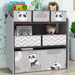 Kids Toy Storage Unit With 6 Boxes, Grey Organizer Cabinet For Bedroom Playroom Nursery - thumbnail 1
