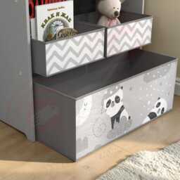 Kids Toy Storage Unit With 6 Boxes, Grey Organizer Cabinet For Bedroom Playroom Nursery - thumbnail 3