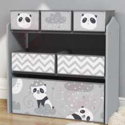 Kids Toy Storage Unit With 6 Boxes, Grey Organizer Cabinet For Bedroom Playroom Nursery - thumbnail 2