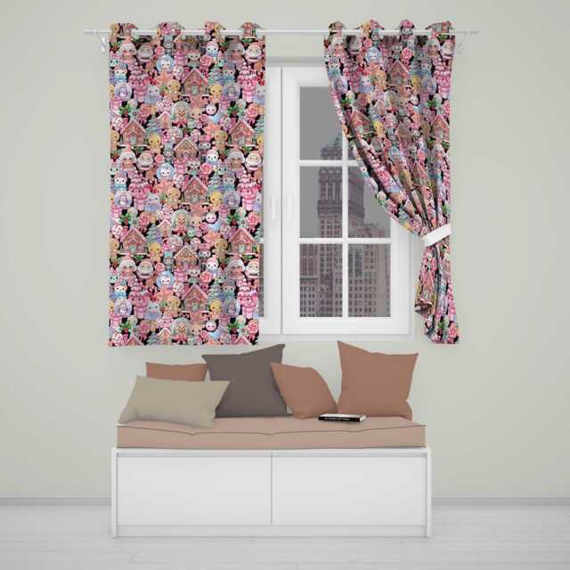 Cute Kawaii Christmas Gingerbread Candy Santa Gift Seamless Pattern Readymade Eyelet Ring Top Thermal 100% Blackout Curtains - image 1