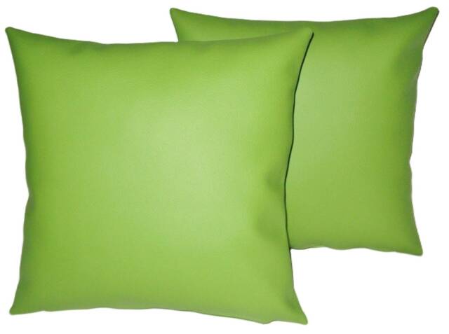 "2 Apple Green Faux Leather Classic Cushions 16"" 18"" 20" - image 1