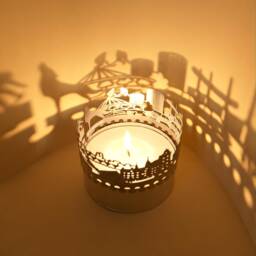 Wolfsburg Skyline Shadow Play Candle Attachment - Mesmerizing Lantern Souvenir For Vw Fans, Beautiful Room Decor - thumbnail 3