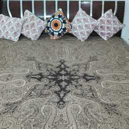 Luxury Boiled Merino Wool Cotton Reversible Bedsheet Throws - Classic Bold Paisley Brown & Beige Warm Home Decor - thumbnail 2