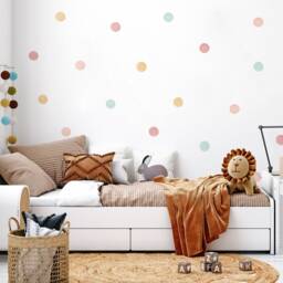 Neutral Polka Dot Wall Decals - Plastic-Free Wall Stickers For Kids Rooms - thumbnail 2