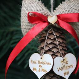 Couple Pine Cone Decoration/Mr&mrs Custom First Christmas Ornament Married/Our First Ornament/Couple Decor - thumbnail 3