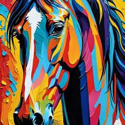 Cubist Abstract Colorful Horse Art Rug, Modern Mat - thumbnail 4