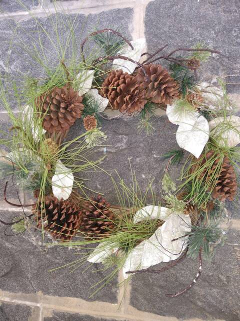 Icy Pine Wreath , Rustic Wreath, Cone Farmhouse Woodland Country Christmas - image 1