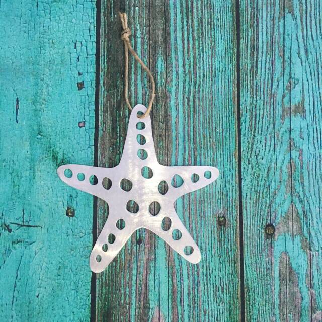 Starfish, Sea Star, Metal Wall Hanging, Large Ornament, Wedding Favors, Beach, Silver, Aluminum, Indoor Or Outdoor, Gift Ideas - image 1