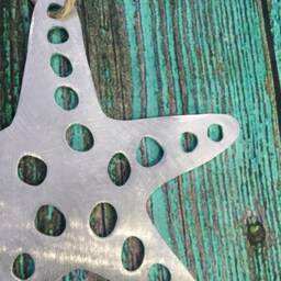 Starfish, Sea Star, Metal Wall Hanging, Large Ornament, Wedding Favors, Beach, Silver, Aluminum, Indoor Or Outdoor, Gift Ideas - thumbnail 2