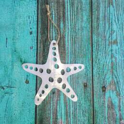 Starfish, Sea Star, Metal Wall Hanging, Large Ornament, Wedding Favors, Beach, Silver, Aluminum, Indoor Or Outdoor, Gift Ideas - thumbnail 1