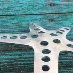 Starfish, Sea Star, Metal Wall Hanging, Large Ornament, Wedding Favors, Beach, Silver, Aluminum, Indoor Or Outdoor, Gift Ideas - thumbnail 3