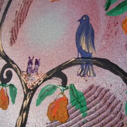 Painting On Canvas Love Birds Nest Pear Tree Of Life Art Blossom Landscape Impasto Woodland Enchanted Forest Flowers Floral Family - thumbnail 3
