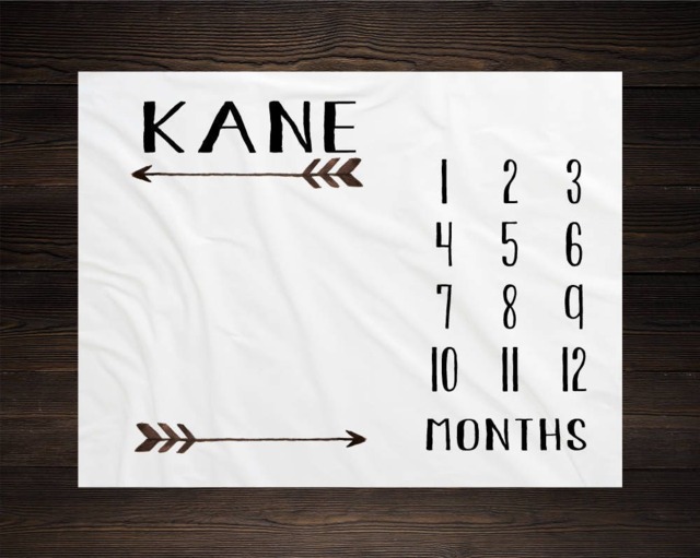 Baby Milestone Blanket Month Growth Tracker Fleece Shower Tribal Newborn Gift - image 1