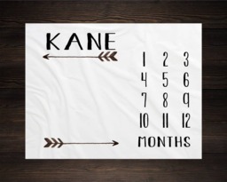Baby Milestone Blanket Month Growth Tracker Fleece Shower Tribal Newborn Gift - thumbnail 1