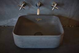 V_14 Bathroom Sink - Vanity Top Black Sink Countertop Vessel Square Wash Basin Concrete Bowl Washbasin Free Delivery