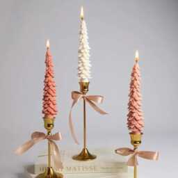Christmas Tree Taper Candles Festive Holiday Decor, Holiday Candle, Merry Gift For Her, Table Centrepiece, Natural Colours, Vegan - thumbnail 3