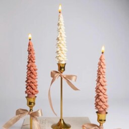 Christmas Tree Taper Candles Festive Holiday Decor, Holiday Candle, Merry Gift For Her, Table Centrepiece, Natural Colours, Vegan - thumbnail 2