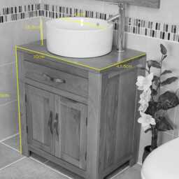 Oak Bathroom Vanity Unit - Solid Cabinet With Stone Basin Choice Round Corners Soft Close Hinges 100% 502Rsbc - thumbnail 4
