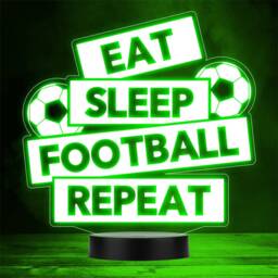 Eat Sleep Football Repeat Sports Fan Personalised Gift Any Colour Night Light - thumbnail 1