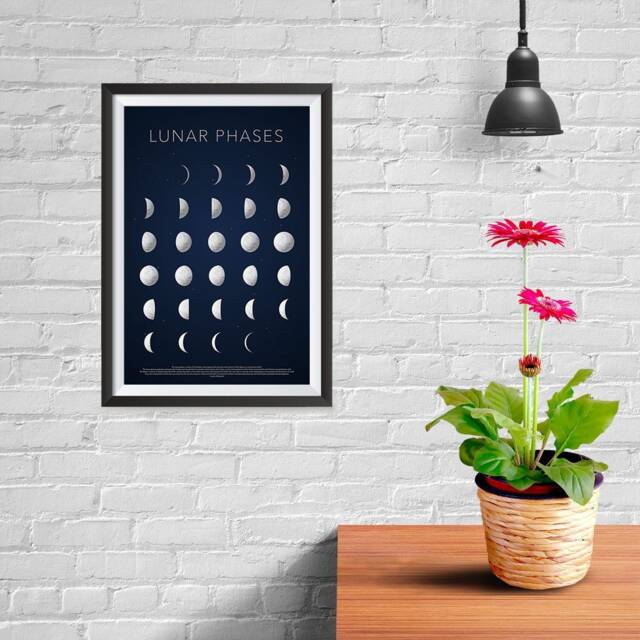 Lunar Phases Illustration Poster - Educational Space Series Phases Of The Moon Wall Art Print For School Home Office Classroom Decor - image 1