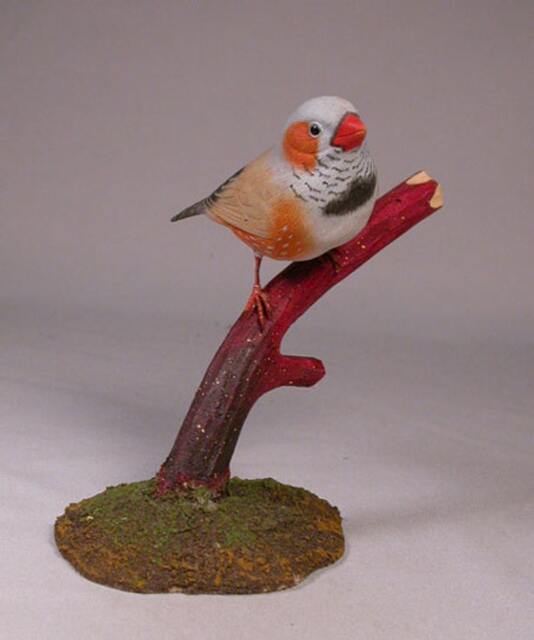 Zebra Finch -2 Hand Carved Wooden Bird