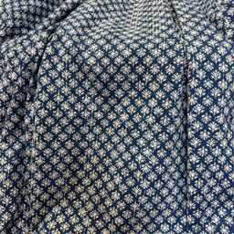 Kantha Stitch Pure Cotton Reversible Bed/Sofa Throw King Size - Handmade Handprinted Floral Dohar- Indigo Small Motif - thumbnail 4