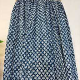 Kantha Stitch Pure Cotton Reversible Bed/Sofa Throw King Size - Handmade Handprinted Floral Dohar- Indigo Small Motif - thumbnail 3