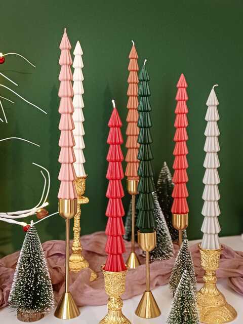 Handmade Christmas Tree Soy Beeswax Pillar Candle, Eco-Friendly Decor - image 1