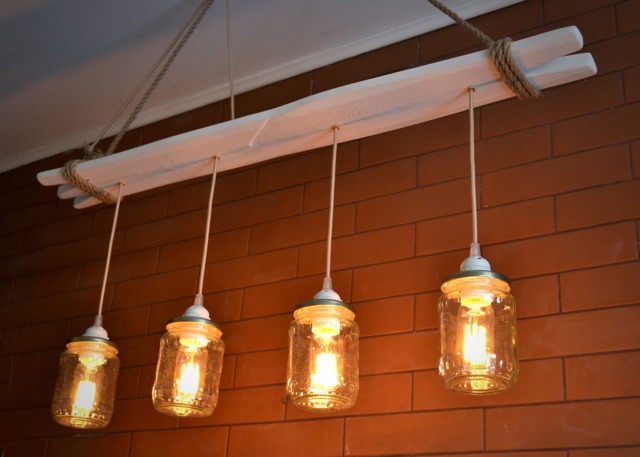 Pendant Light Of A Canning Jars, Edison Light, Mason Jar, Rustic Lamp, Ceiling Chandelier, Jar Lighting, Fixture - image 1