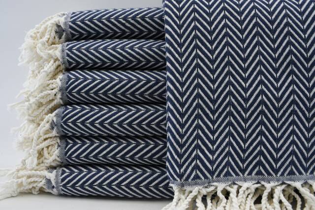 "Navy Blue Towel, Turkish Towel, Peshtemal Towel, 40""x70" - image 1