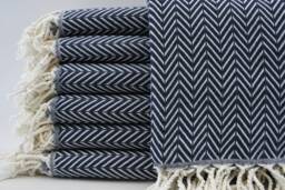 "Navy Blue Towel, Turkish Towel, Peshtemal Towel, 40""x70" - thumbnail 1